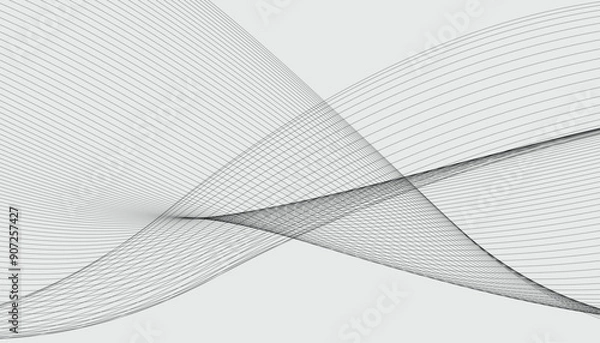 Fototapeta Abstract wave lines element for banner, flyer, brochure, poster. Stylized curved wavy Line line art vector illustration. Black Stripes on Background. Modern flowing wave lines element. EPS10