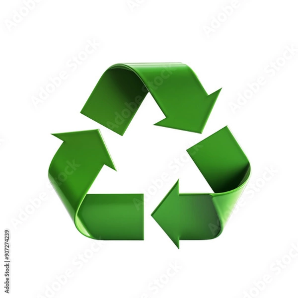 Obraz Green Recycling Symbol On A White Background