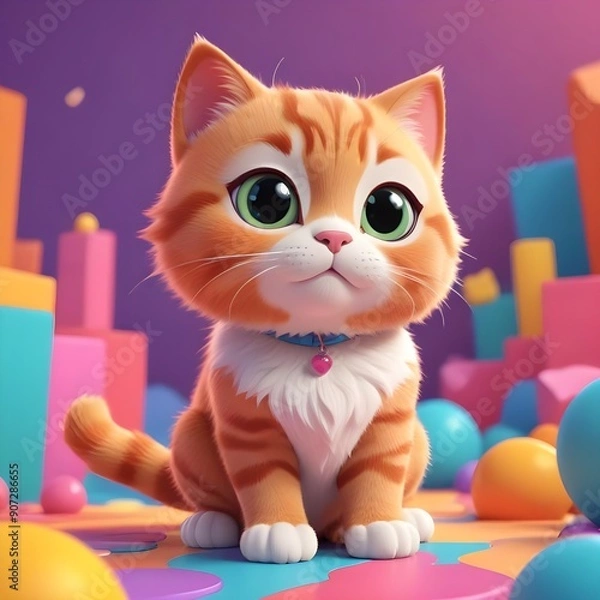 Fototapeta cat playing with ball