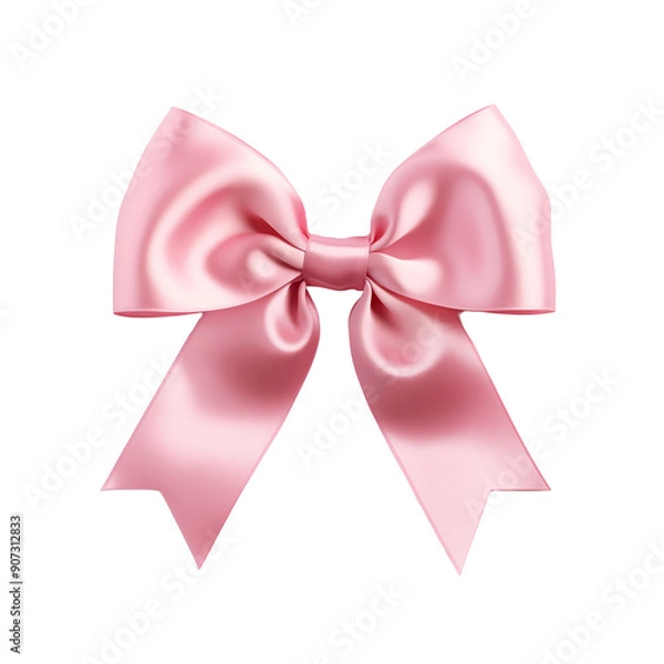 Fototapeta 3D illustration of pink bow ribbon on transparent background, suitable for decoration.