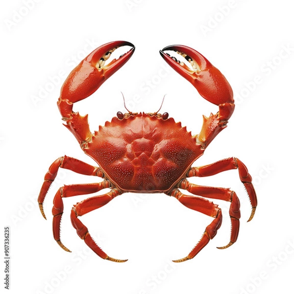 Obraz  Close-up of Red crab with powerful claws isolated on white background.