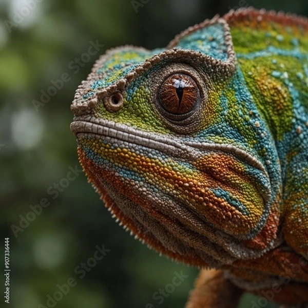 Fototapeta Chameleon into the wild. Beautiful extreme close-up. 