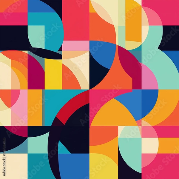 Fototapeta A vibrant geometric pattern background with bold shapes and contrasting colors