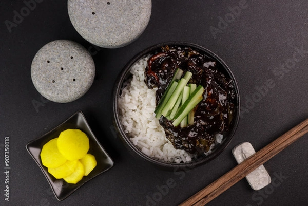 Obraz Jjajang Bap is Rice with Black Bean Sauce.