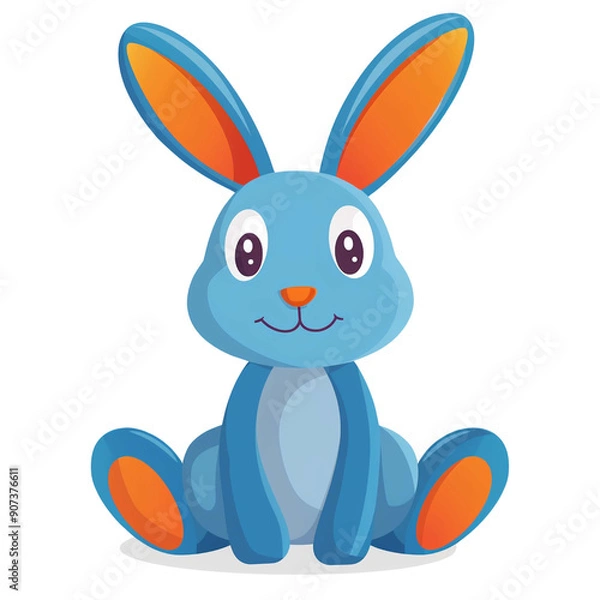 Fototapeta Easter bunny holding a basket of colorful eggs against a backdrop of blooming spring flowers