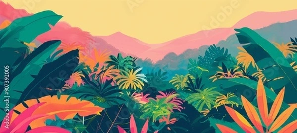 Fototapeta Create an illustration highlighting the protection of natural parks and reserves, with vibrant landscapes. Leave ample copy space.