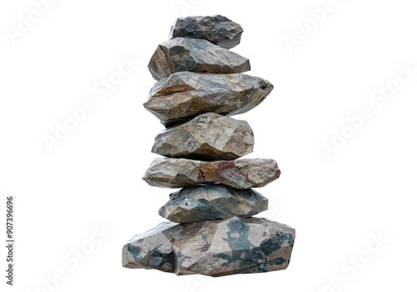 Fototapeta stack of rocks isolated on transparent background.