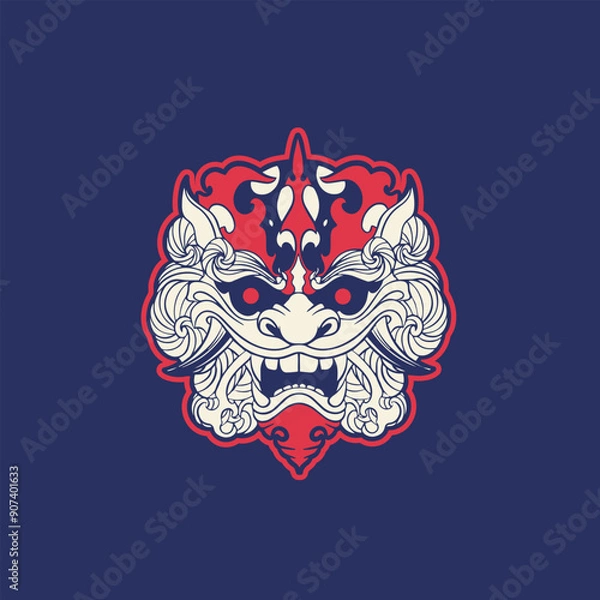 Obraz Hand Drawn Foo Dog Illustration Stock Vector	