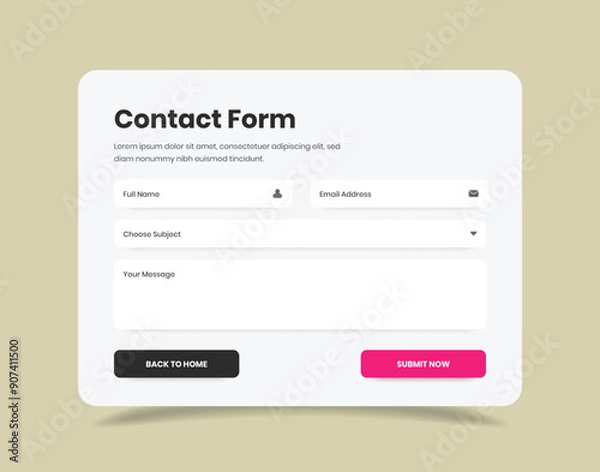 Fototapeta Contact form popup web and mobile interface template design