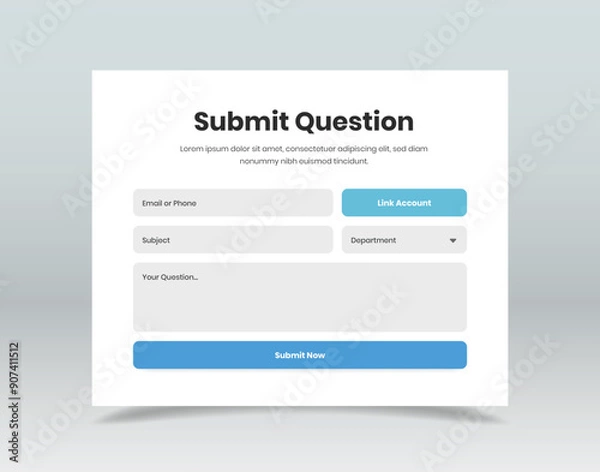 Fototapeta Ask question and query contact form template design for web and mobile app