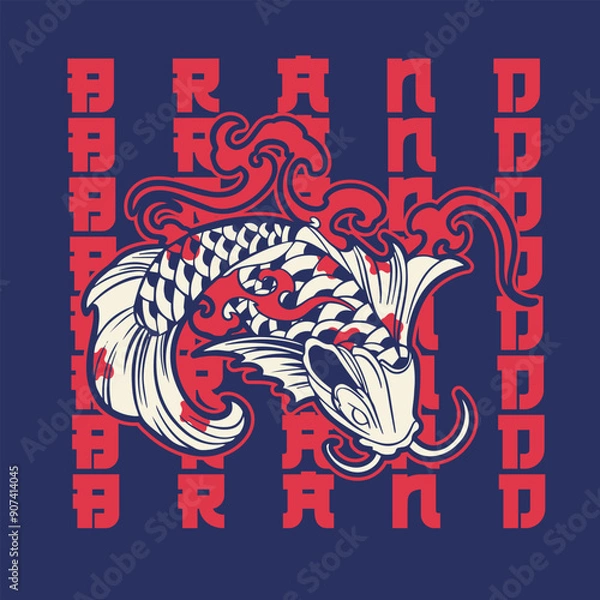 Fototapeta Fish koi logo and symbol vector image	