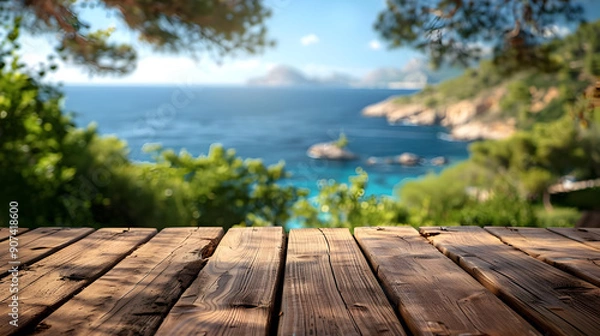 Obraz Wooden Deck Overlooking Ocean View
