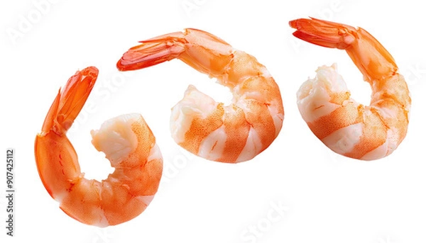 Obraz Fresh, cooked shrimp with a vibrant color, perfect for culinary presentations or seafood dishes.