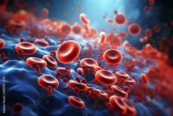 Fototapeta Animated platelets in action sealing a cut