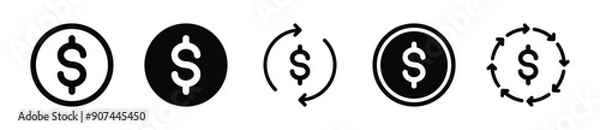 Fototapeta Fund con set. Money, fund, coin and dollar icon set - Vector