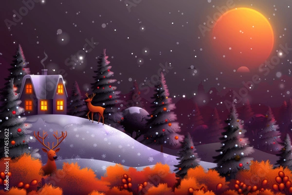 Fototapeta Festive Green Holiday Design