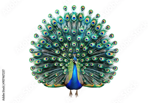 Obraz vibrant peacock isolated on transparent background.