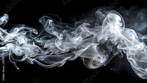 Fototapeta Ethereal Swirls of Smoke: An Abstract Symphony in White and Black  AI Generated