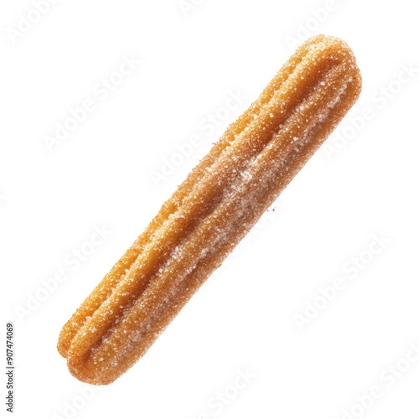 Obraz Churro With Floating Cinnamon And Sugar On Transparent Png Background For Mexican Dessert Advertisements . Generative ai