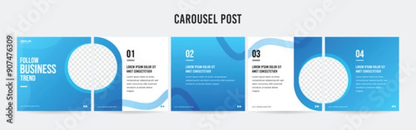 Fototapeta Set of minimalist business carousel post, Customize social media template design, Instagram and Linkedin carousel post, template eps 10.	