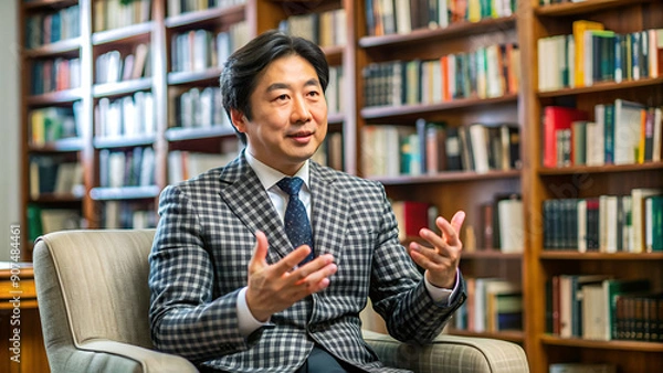 Obraz Asian man discussing a business plane in a office meeting 