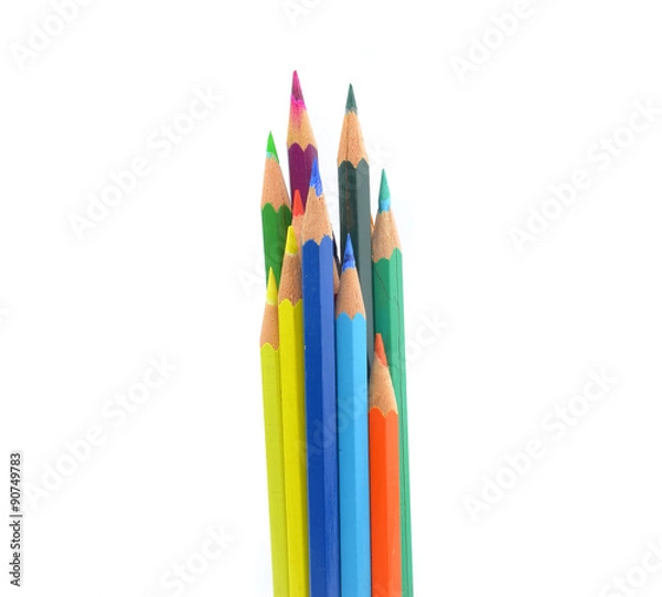 Fototapeta color pencils isolated on a white background.