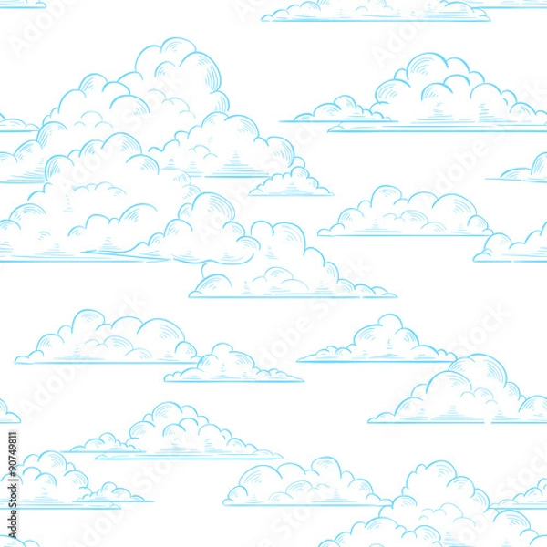 Obraz Clouds seamless pattern hand-drawn illustration