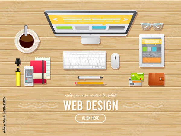 Fototapeta Flat design illustration concept for webdesign