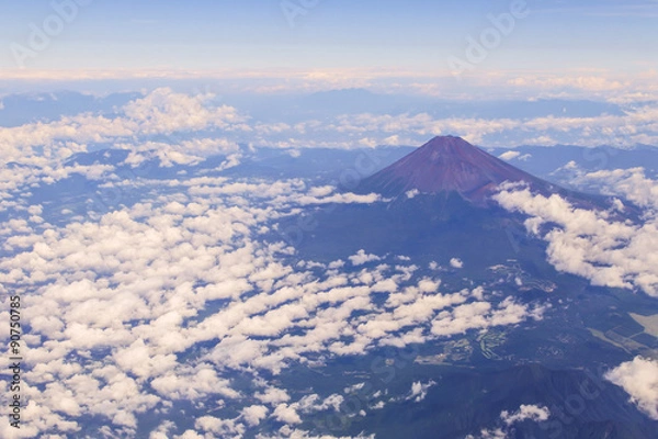Fototapeta 飛行機から見た夏の富士山