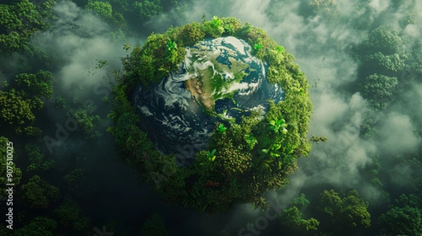 Fototapeta Earth is a beautiful planet covered in green plants and inhabited by various creatures. It is essential to protect and preserve the Earth and its wildlife for future generations.