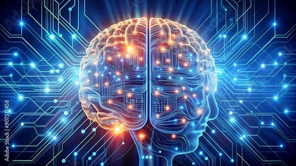 Fototapeta Synaptic Circuits: A Fusion of Mind and Machine  AI Generated
