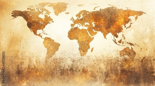 Fototapeta Visualization of Global Graph Showing Extreme Drought Zones on Earth