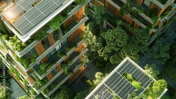 Fototapeta An architect designs energy-efficient buildings with cooling systems to combat heatwaves during hot weather