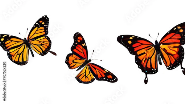 Fototapeta Big collection of colorful butterflies. Vector