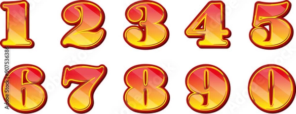 Obraz 赤から金色のグラデーションで輝く数字のイラスト