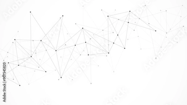 Fototapeta Vector illustration of minimalistic design with connecting the dots and lines. Abstract geometric background of science and technology concept