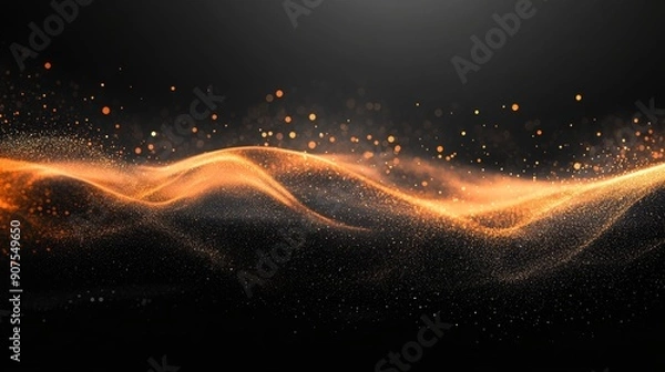 Obraz Dark color gradient background, grainy gradient luminous color splash wave, abstract noise texture gradient, orange white black wide banner, Generative AI