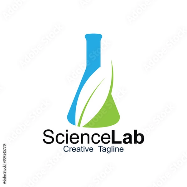 Fototapeta laboratory logo design with liquid chemicals. This logo is suitable for science, research and community