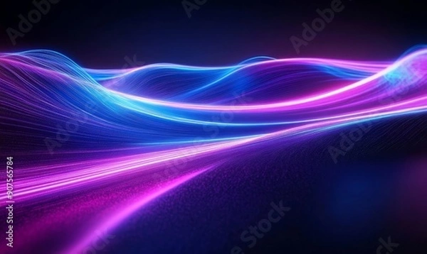 Fototapeta Neon Waves Background, Generative AI