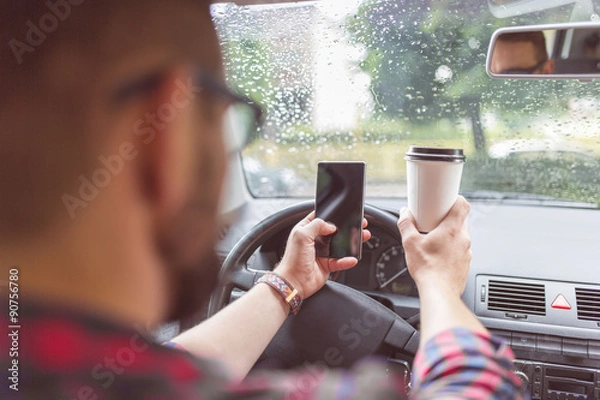 Fototapeta Multi-task driver is not a good idea