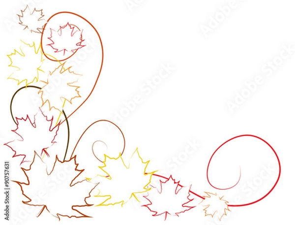 Obraz Autumn Leaves and Swirls