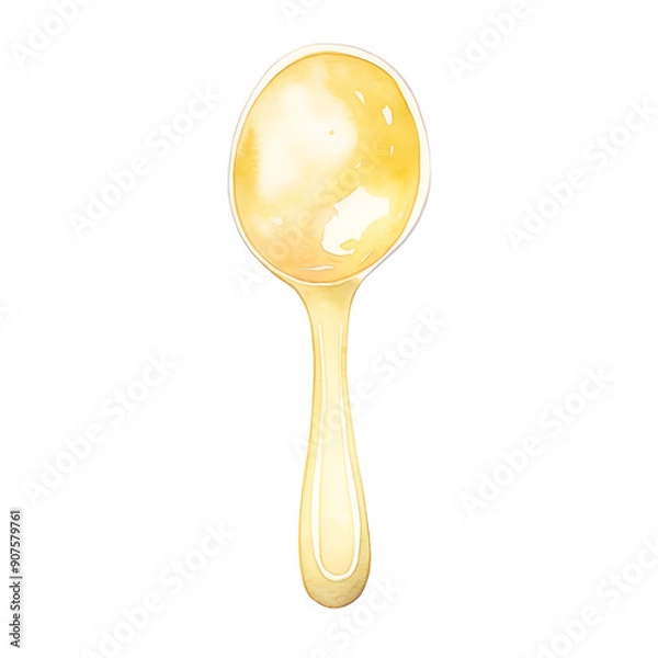 Fototapeta High-quality isolated image of a polished gold spoon on a transparent background, perfect for kitchenware and utensils photography.