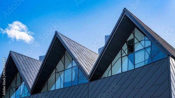 Fototapeta Contemporary triangle shape design modern architecture generative ai