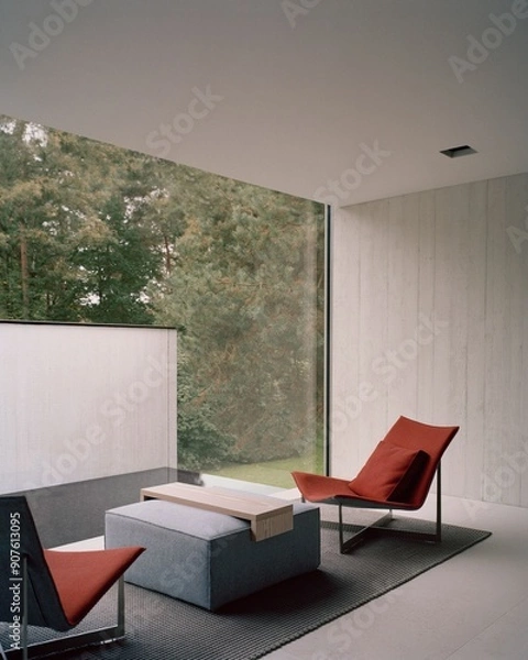 Obraz design modern living room with furniture generative ai