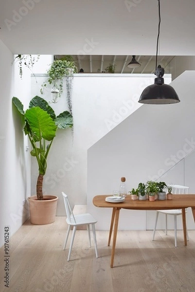 Obraz design modern kitchen interior with funiture and flower generative ai