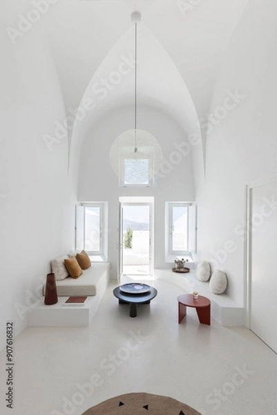 Obraz design modern living room with furniture generative ai