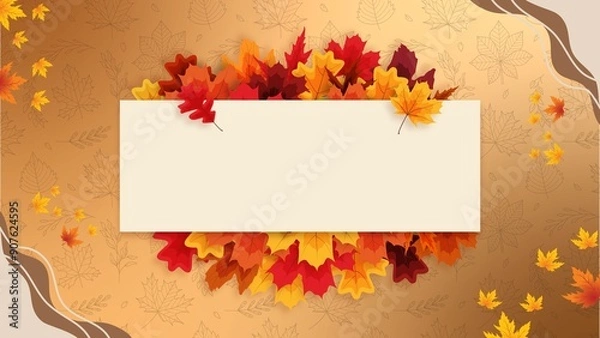 Fototapeta Autumn background with maple leaves 