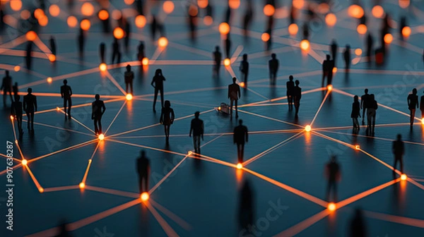 Obraz Group of multinational people and digital technology concept. Digital transformation. System engineering.