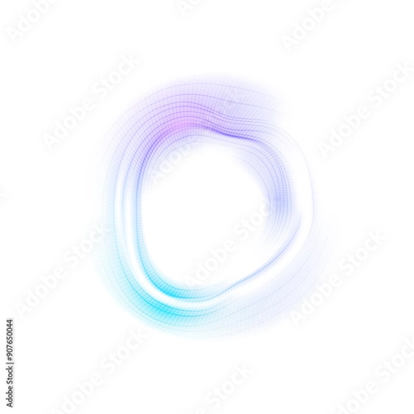 Fototapeta Abstract Neon Glowing Circle Waves on Transparent Background