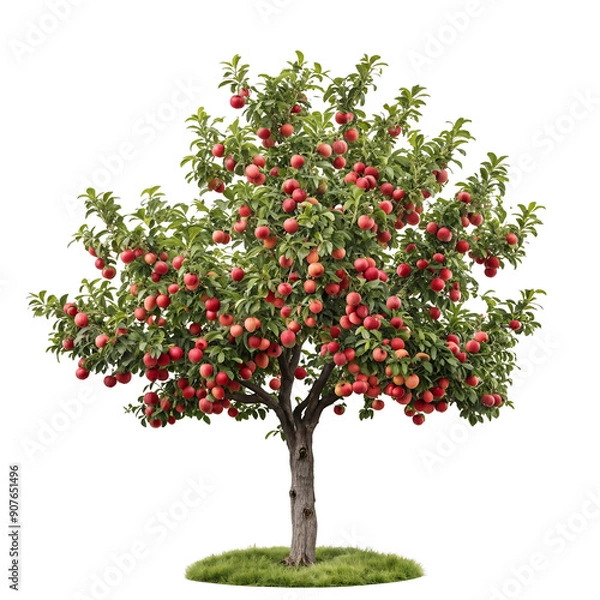 Obraz Orchard Tree with Ripe Red Apples Isolated on Transparent Background